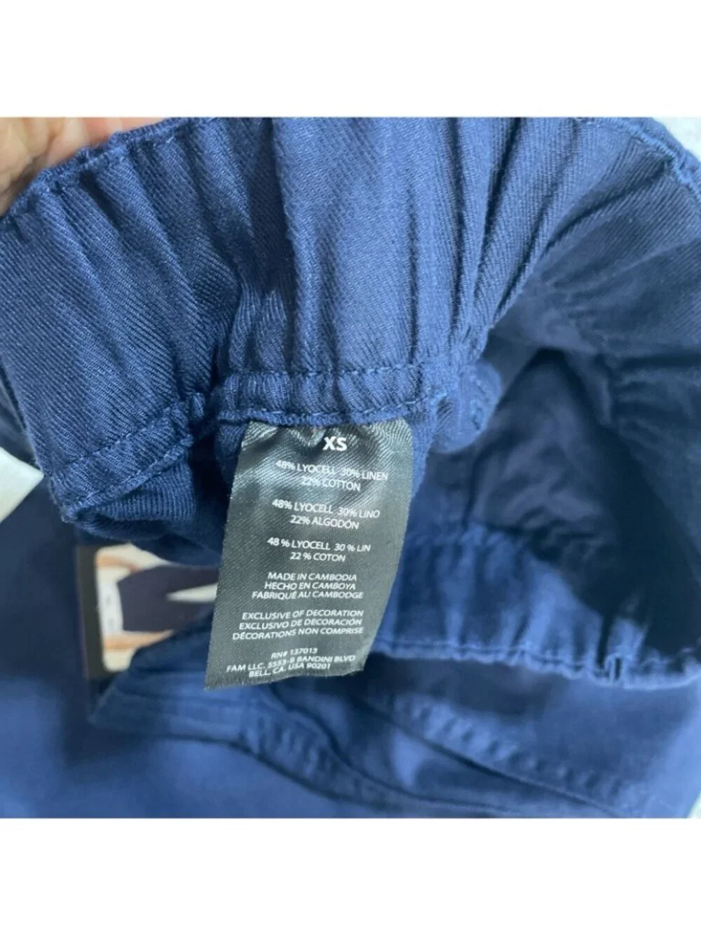 NWT Banana Republic Women's XS Tapered Crop Pants Navy Lyocell Linen Cotton